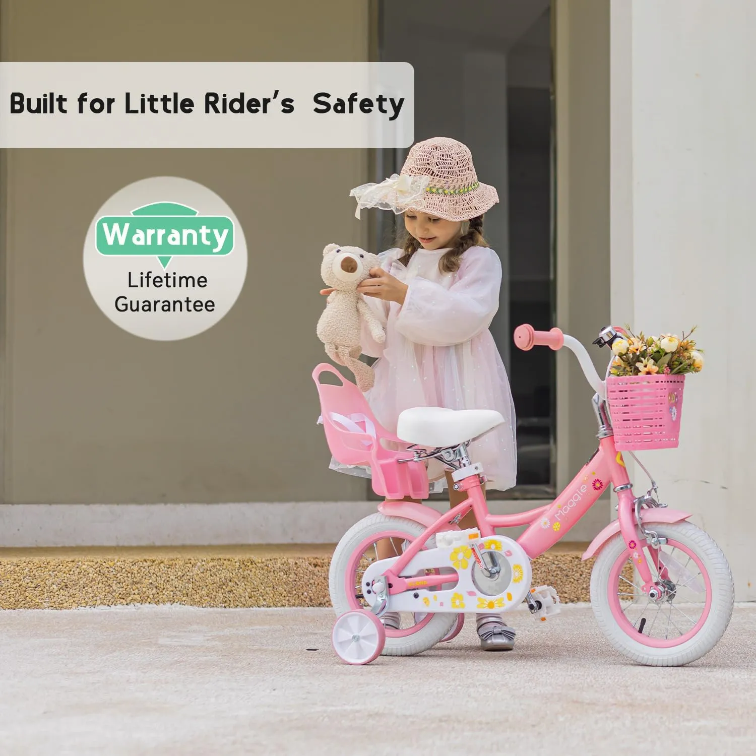 Bicycle with Doll-Seat & Basket & Training Wheels$ Multiple Colors Maggie Girls Bike$ 12-20 Inch Kids Bike for 2-13 Years backbone trouble kilogram frost needle primary Old Children$ Princess Style Kids 