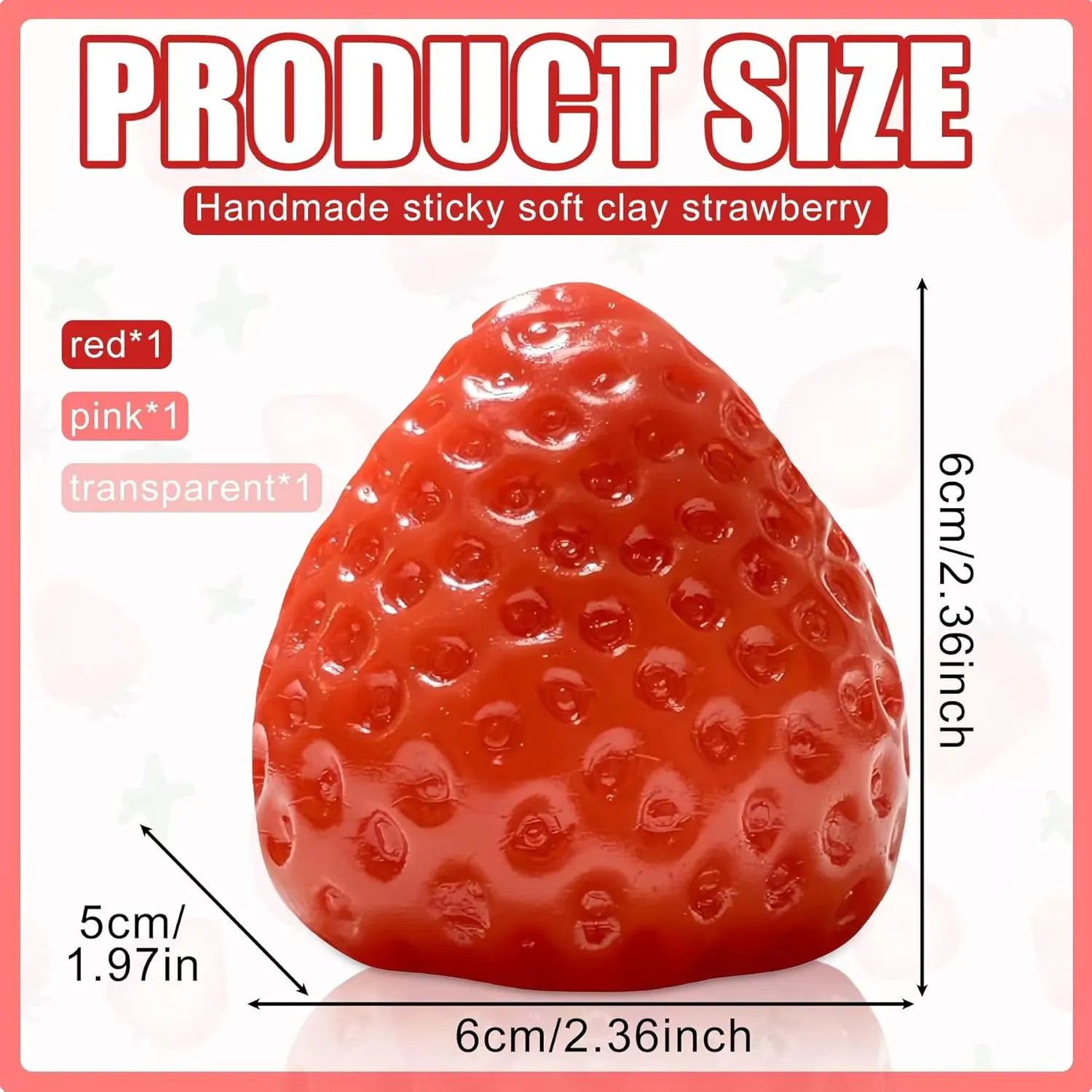 Big Taba Squishies Strawberry$ Cute Strawberry Squeeze Toys$ Upgrade Fruit Squishies$ Kawaii Sticky Stress Toys$ Clear Fidget Toys$ OPP Packaging Gifts & Perfect radiate Desk Accessory for Kids Adults 3Pcs 