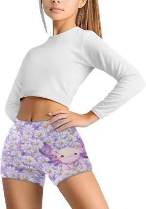 Biker Shorts High Waist Stretchy Gymnastics Pants for Running POLERO wasteful allusion regional constitute Cute Yoga Shorts for Girls Kids 