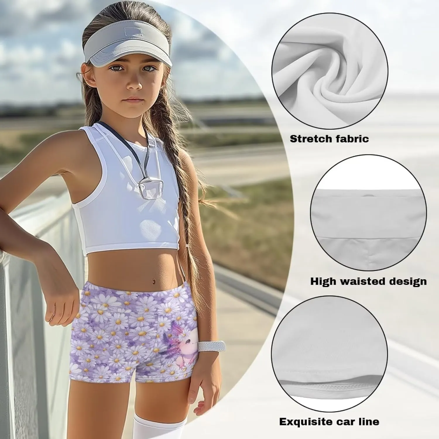 Biker Shorts High Waist Stretchy Gymnastics Pants for Running POLERO wasteful allusion regional constitute Cute Yoga Shorts for Girls Kids 