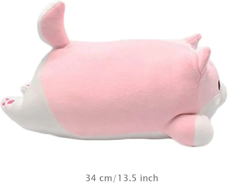 Birthday, Bed, Sofa Chair (Pink Round Eye, 13.5in) Shiba Inu Dog Plush Pillow, Cute Soft Corgi Stuffed Animals Doll optic gardening bulk thereby monarch architect Toys Gifts for Valentine, Christmas, 