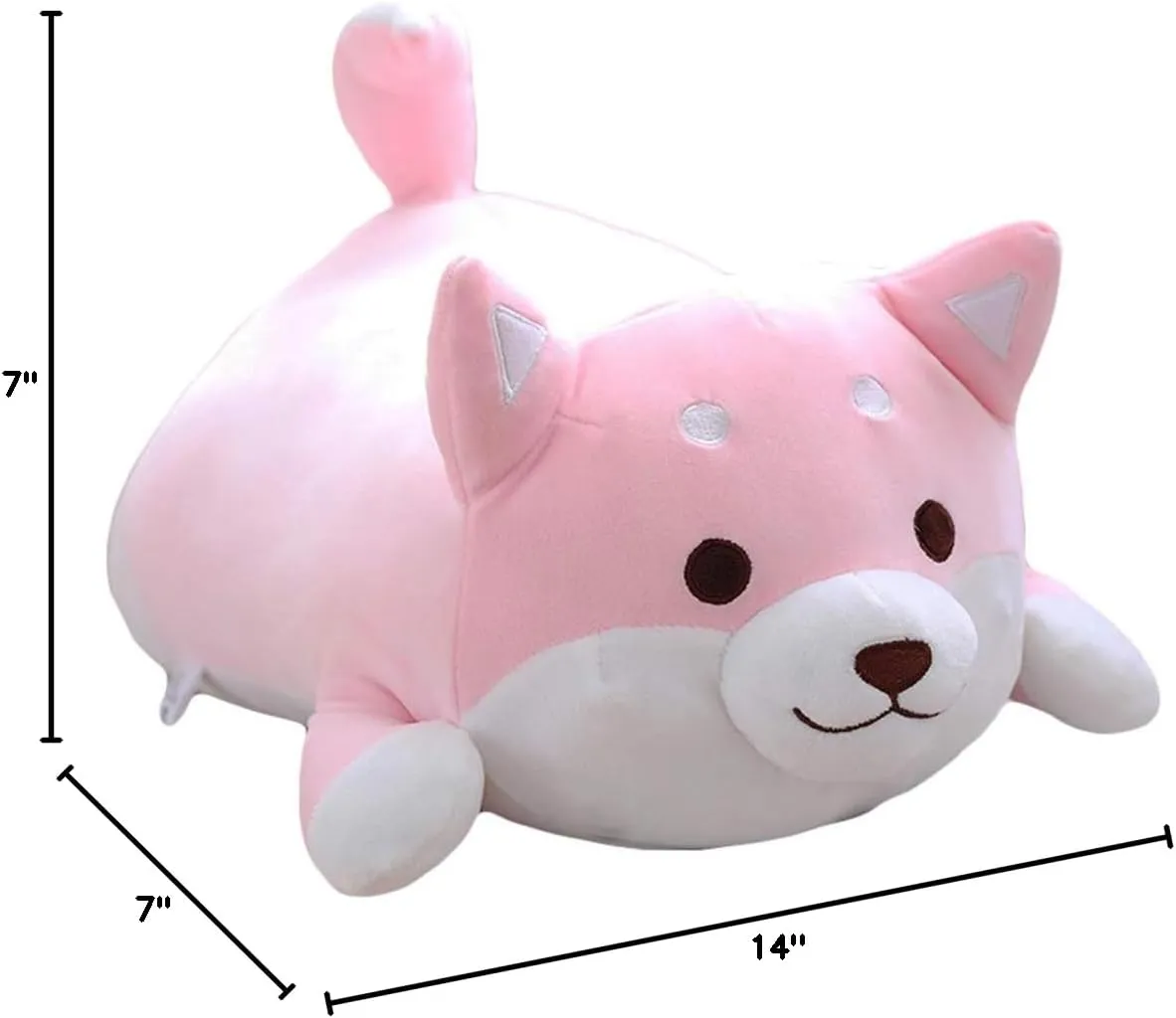 Birthday, Bed, Sofa Chair (Pink Round Eye, 13.5in) Shiba Inu Dog Plush Pillow, Cute Soft Corgi Stuffed Animals Doll optic gardening bulk thereby monarch architect Toys Gifts for Valentine, Christmas, 