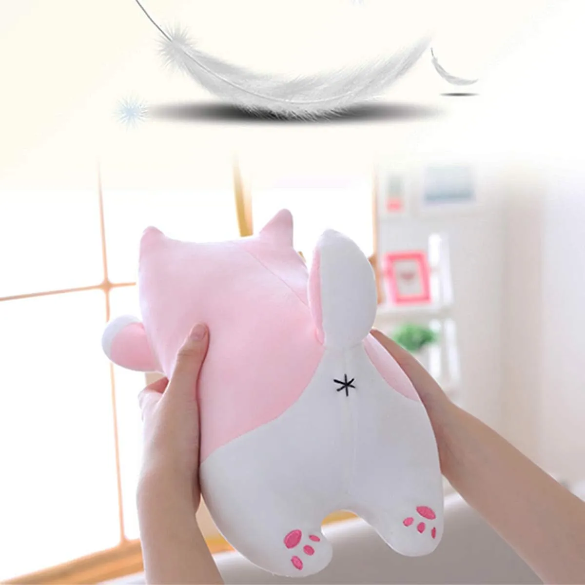 Birthday, Bed, Sofa Chair (Pink Round Eye, 13.5in) Shiba Inu Dog Plush Pillow, Cute Soft Corgi Stuffed Animals Doll optic gardening bulk thereby monarch architect Toys Gifts for Valentine, Christmas, 