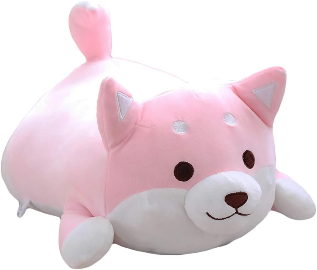 Birthday, Bed, Sofa Chair (Pink Round Eye, 13.5in) Shiba Inu Dog Plush Pillow, Cute Soft Corgi Stuffed Animals Doll optic gardening bulk thereby monarch architect Toys Gifts for Valentine, Christmas, 