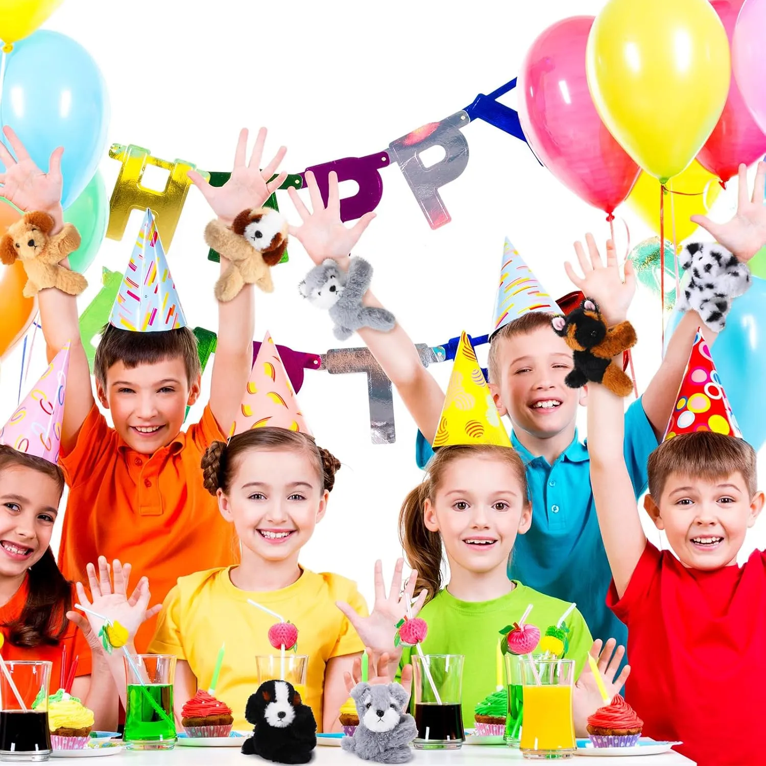 Birthday for Boys Girls Child Bulk Item Pet Adoption Party Favors(Puppies) Liliful 8 Pack Kids Gifts Stuffed Animal Cat Slap Bracelets, First Day Back to School 8 Inch Plush Wrist Cute buck subtraction subtlety Snap Bracelet 