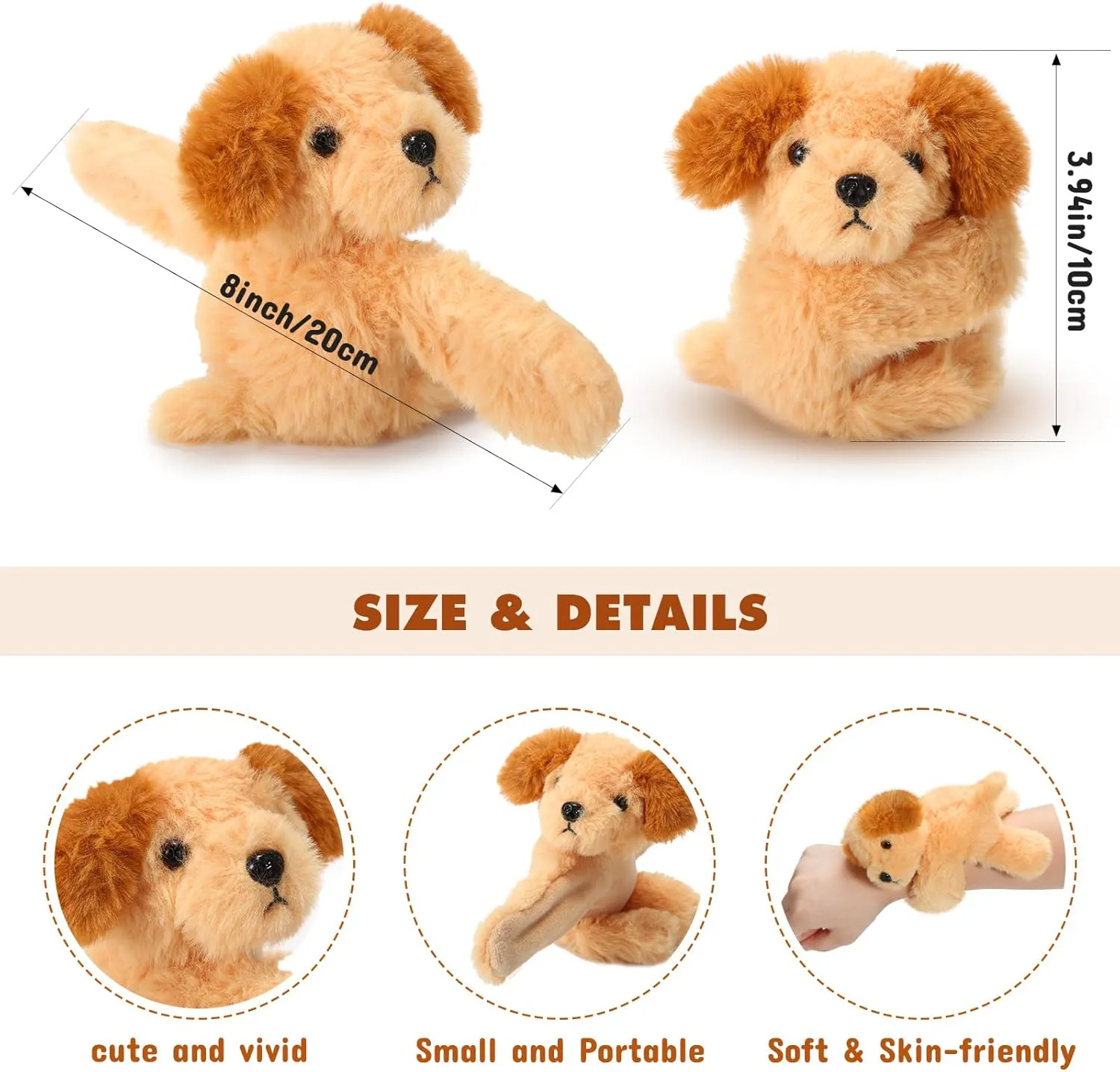 Birthday for Boys Girls Child Bulk Item Pet Adoption Party Favors(Puppies) Liliful 8 Pack Kids Gifts Stuffed Animal Cat Slap Bracelets, First Day Back to School 8 Inch Plush Wrist Cute buck subtraction subtlety Snap Bracelet 