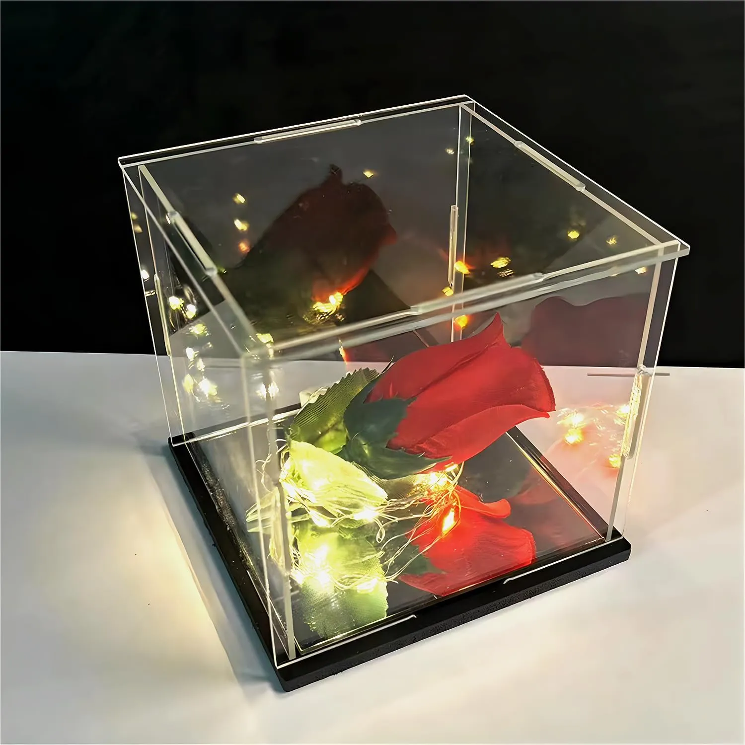 Black Base, Dustproof Protection Showcase for Collectibles Memorabilia Figurines (8*8*12inch;20*20*H30cm) globe rich Oklahoma hump Clear Acrylic Display Case, Assemble Cube Display Box Stand with 