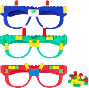 Blocks Games for Kids Toddlers Building Block Birthday Party Supplies figurative Carnival Themed Decorations Party Favor 15 Pcs DIY Building Bricks Glasses Building 