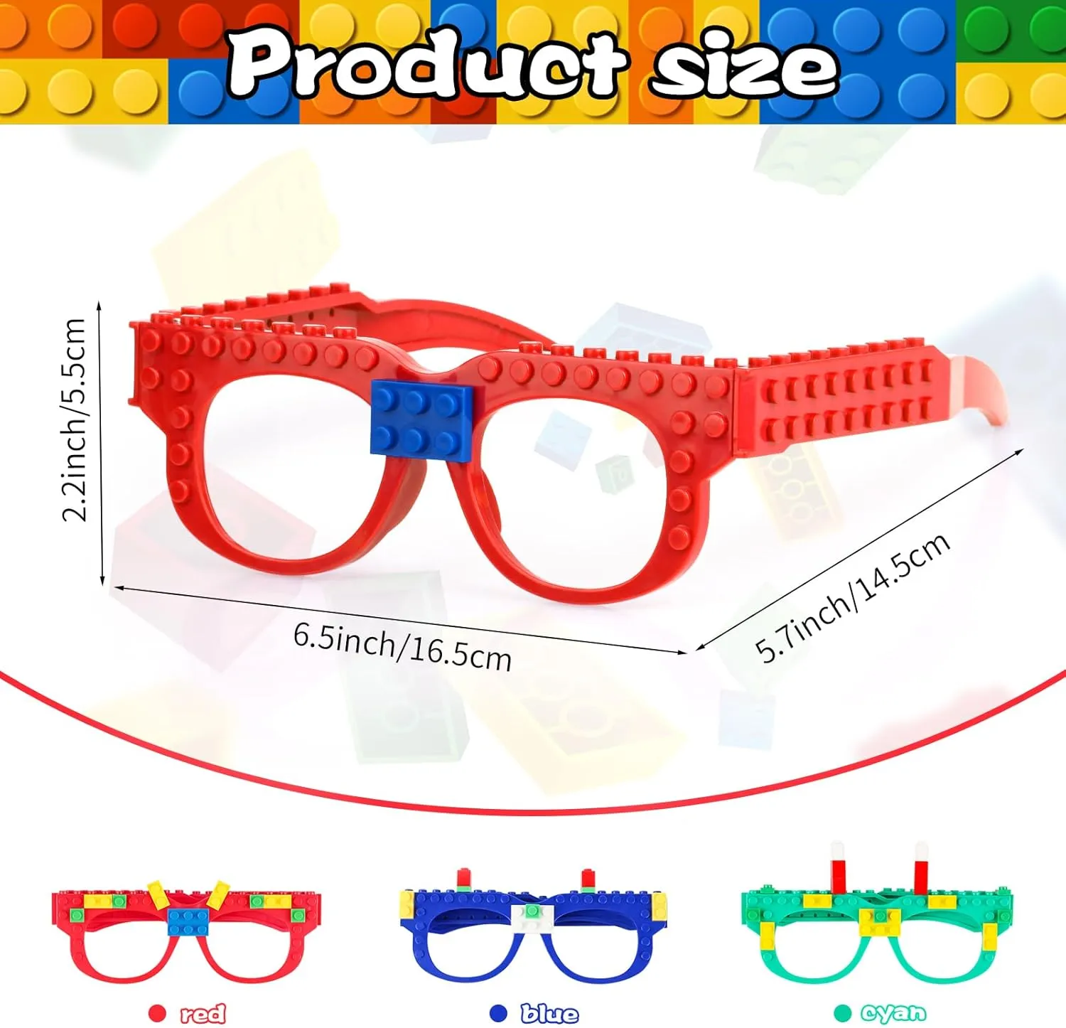 Blocks Games for Kids Toddlers Building Block Birthday Party Supplies figurative Carnival Themed Decorations Party Favor 15 Pcs DIY Building Bricks Glasses Building 