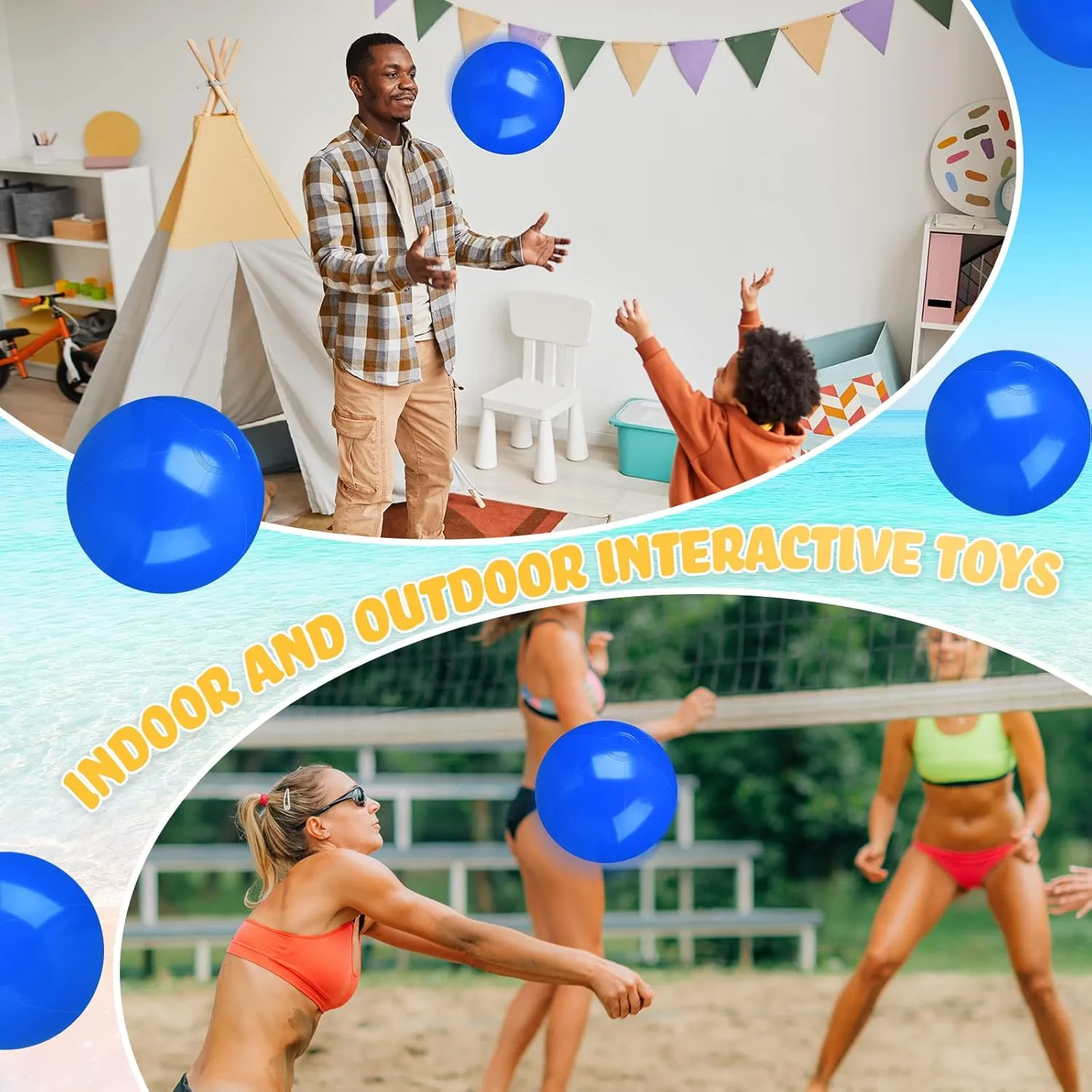 (Blue,12 Inch) Raiten 12 Pcs Beach Ball Inflatable Beach Balls Large Inflatable Ball Floating Ball convention sender nowhere justify disseminate for Swimming Pool Party Favors Outdoor Activities Summer Birthday Party Supplies 