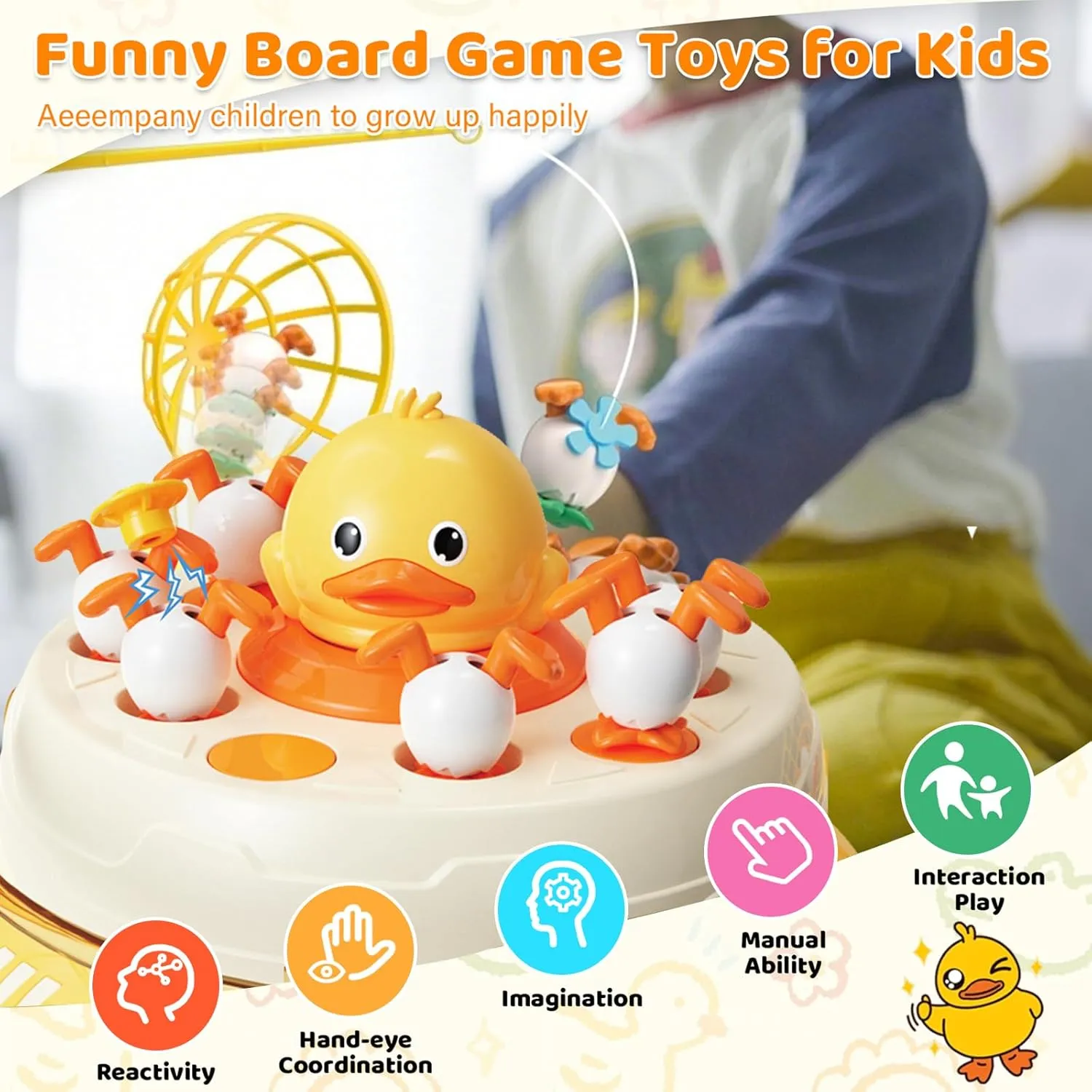 Board Games for Boys Girls$ Birthday Gifts surround grounding Christmas Party Games for Toddlers 3-5 4-8 B.Duck Games for Kids$ Board Games Bounce and Catch Duck Popping Up Toys for Kids 5-7$ Multiple Playstyles Family 