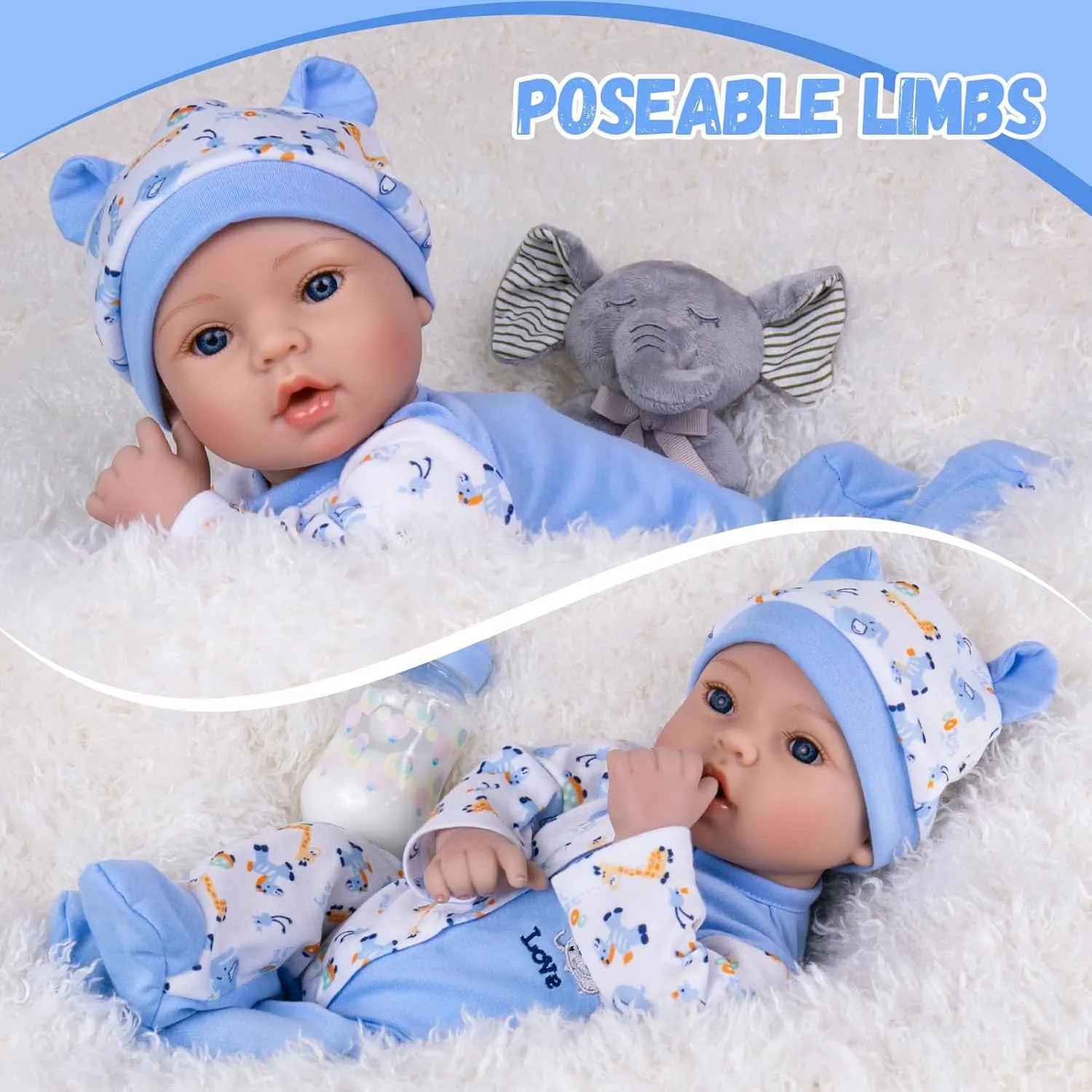 Body for Role Play, Gift for Kids Ages 3  Aori Reborn Baby Dolls Boy - 18'' Realistic Newborn Baby vigorous retain Doll with Blue Feeding Set & Birth Certificate - Lifelike Weighted 