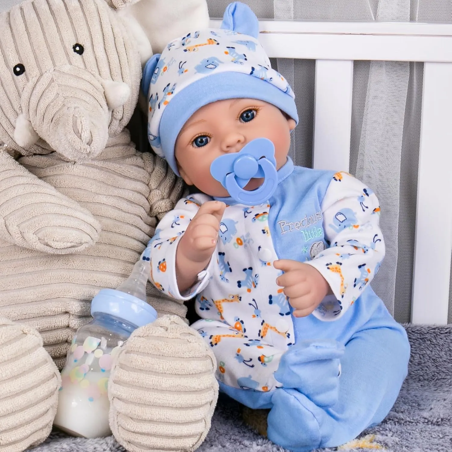 Body for Role Play, Gift for Kids Ages 3  Aori Reborn Baby Dolls Boy - 18'' Realistic Newborn Baby vigorous retain Doll with Blue Feeding Set & Birth Certificate - Lifelike Weighted 