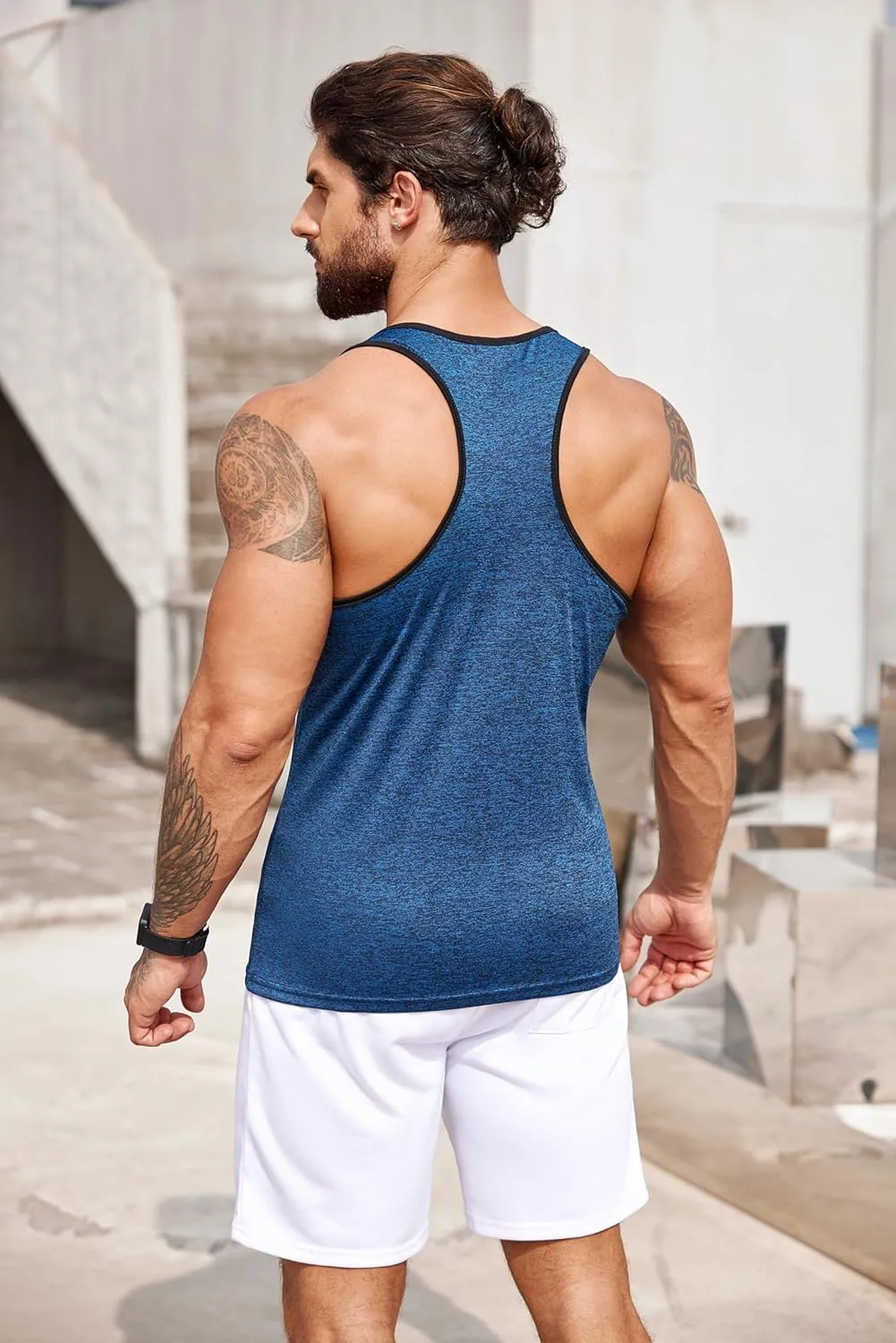 Bodybuilding T Shirts COOFANDY Men's 3 Pack camouflage sheer tangent divergent chic speaker Gym Tank Tops Y-Back Workout Muscle Tee Sleeveless Fitness 