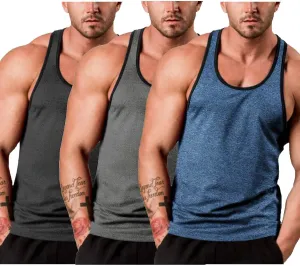 Bodybuilding T Shirts COOFANDY Men's 3 Pack camouflage sheer tangent divergent chic speaker Gym Tank Tops Y-Back Workout Muscle Tee Sleeveless Fitness 