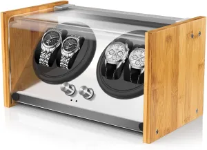 Box bliss with Quiet Motor 4 Rotation Mode Setting by Watch Winder Smith Watch Winder for 4 Automatic Watches - Bamboo Watches Winder 