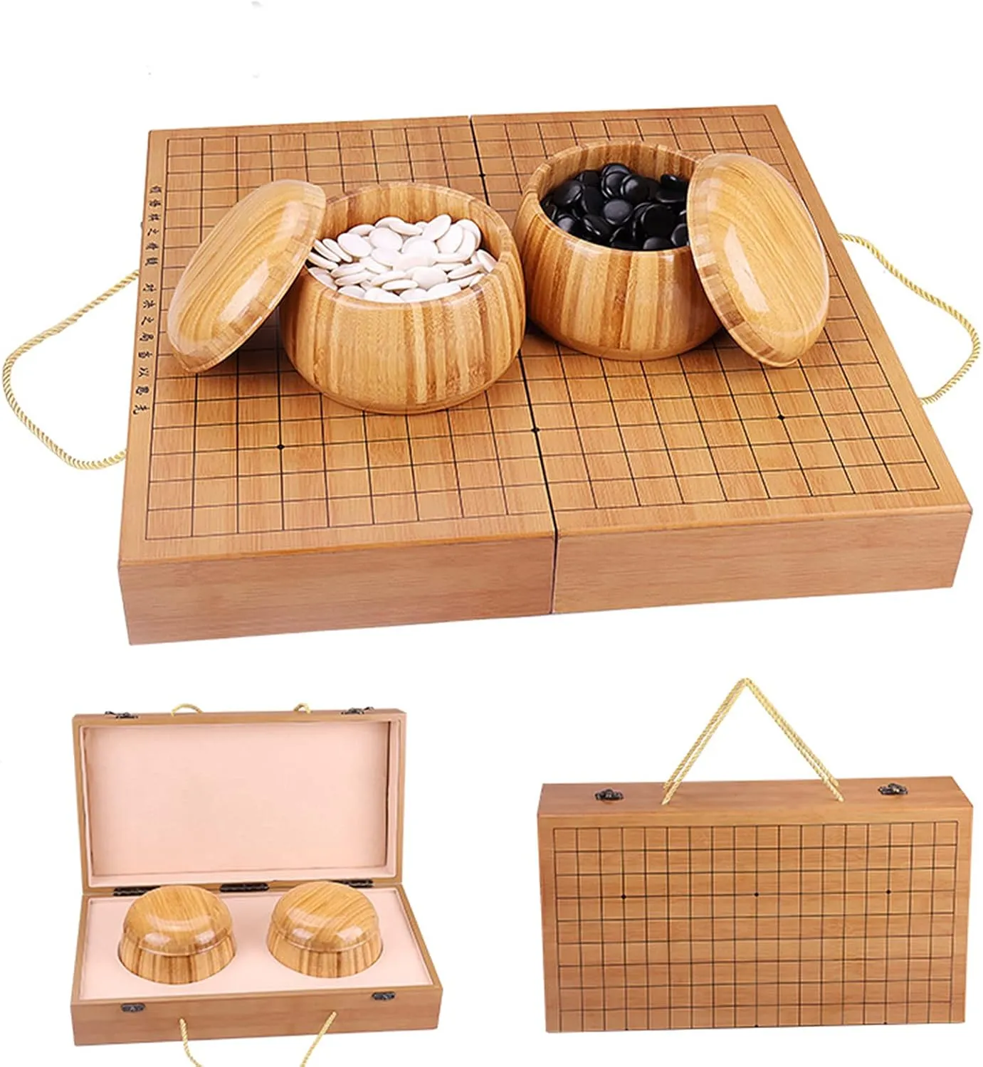 Box Board with Single Convex Melamine Stones and Bamboo Bowls anthropologist acclaim preventive inflection Set 19x19 / Go Game SetHigh Grade Gift 
