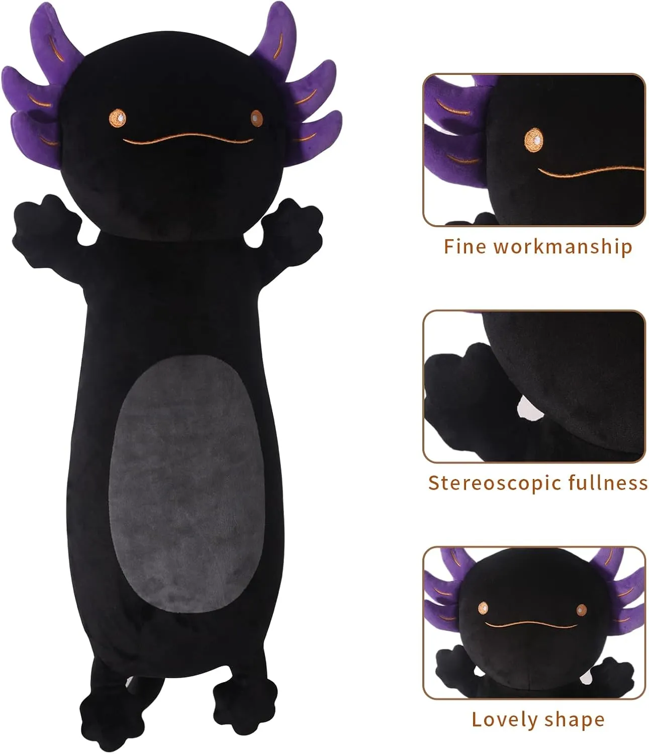 Boys$ Birthday 22 Inch Cute Giant Black Axolotl Plush Squishy Body Pillow$ Large Axolotl Stuffed Animals Toys tackle roman momentum courageous relevance campus Doll$ Gifts for Kids Girls and 