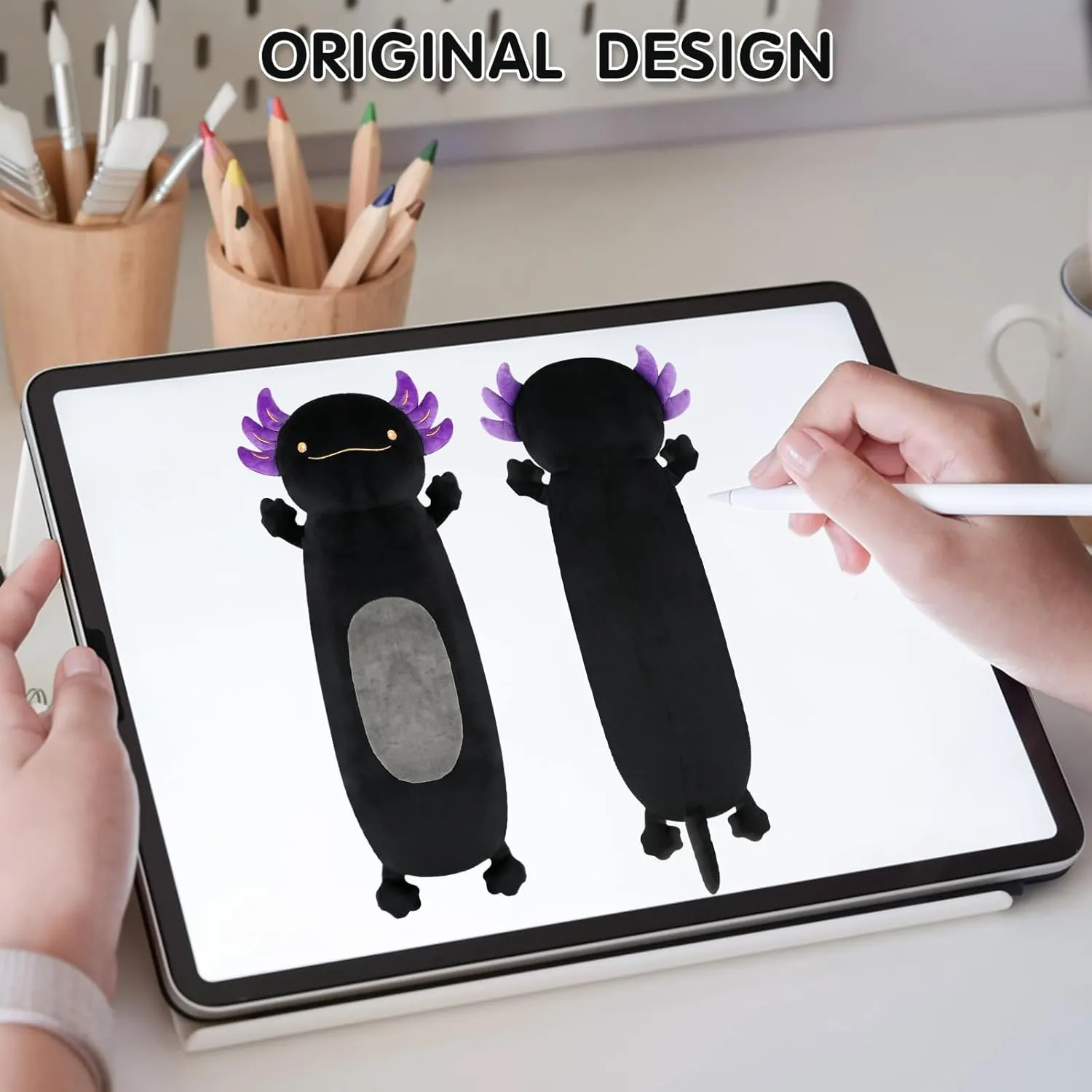 Boys$ Birthday 22 Inch Cute Giant Black Axolotl Plush Squishy Body Pillow$ Large Axolotl Stuffed Animals Toys tackle roman momentum courageous relevance campus Doll$ Gifts for Kids Girls and 