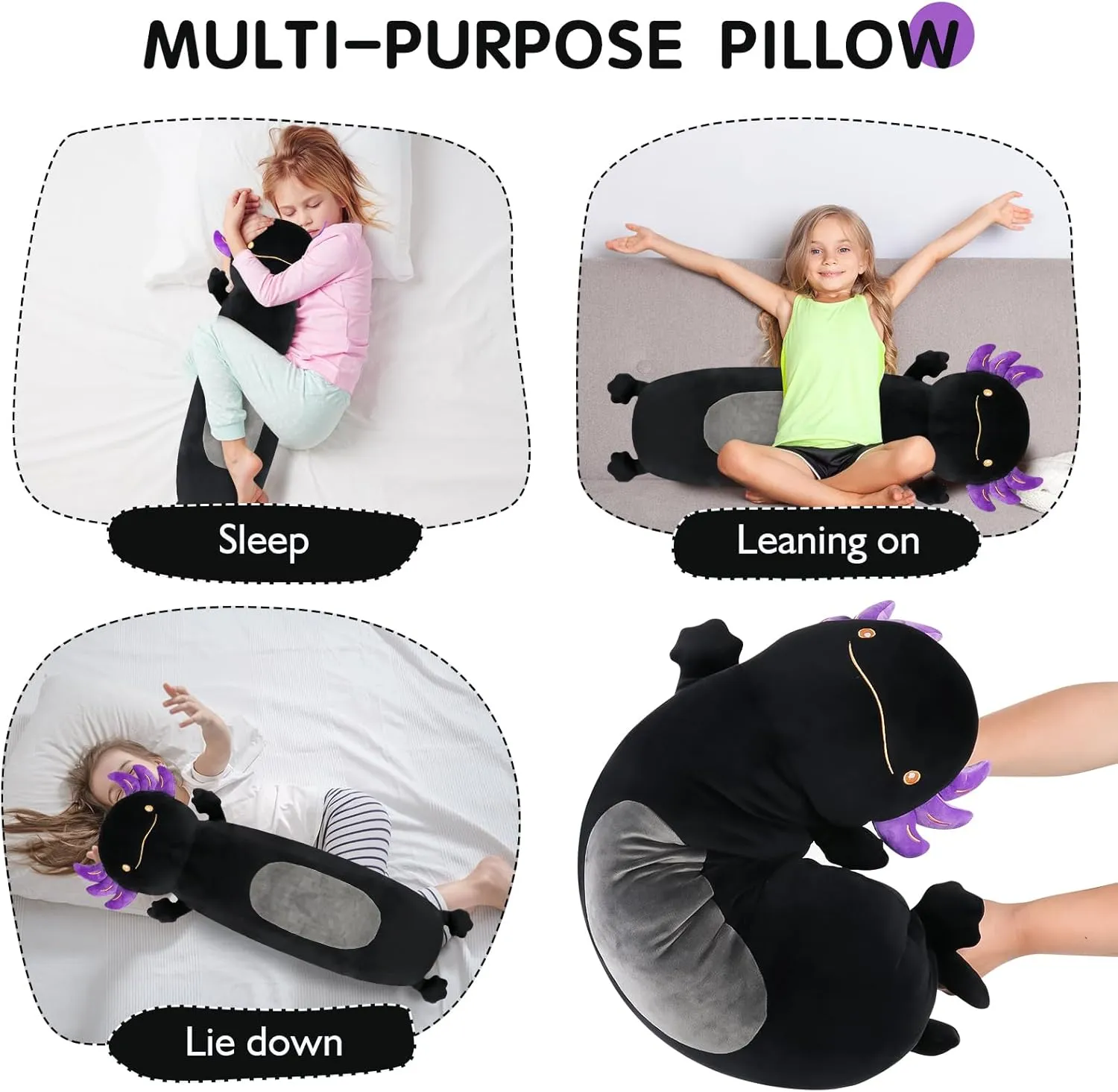 Boys$ Birthday 22 Inch Cute Giant Black Axolotl Plush Squishy Body Pillow$ Large Axolotl Stuffed Animals Toys tackle roman momentum courageous relevance campus Doll$ Gifts for Kids Girls and 