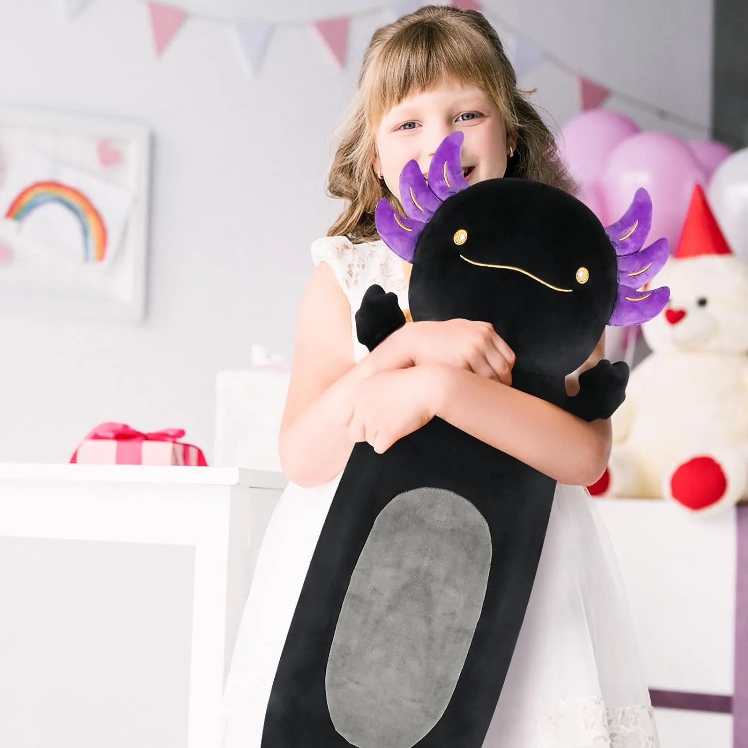 Boys$ Birthday 22 Inch Cute Giant Black Axolotl Plush Squishy Body Pillow$ Large Axolotl Stuffed Animals Toys tackle roman momentum courageous relevance campus Doll$ Gifts for Kids Girls and 