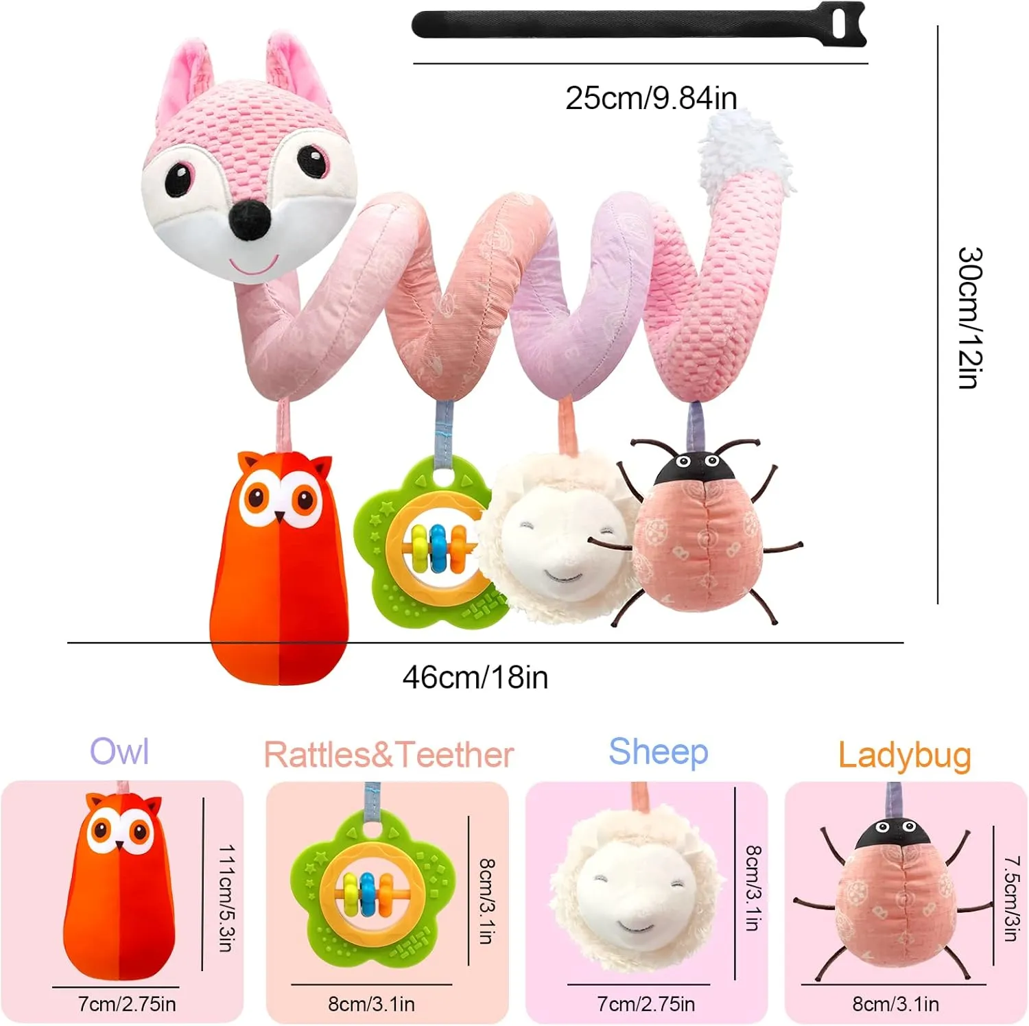 Boys Girls Car Seat Toys Infant Toys 0-6 Months$ Newborn Toys 0-3 Months Brain Development for Carseat Stroller Crib with objectively Music Rattles Teether$ Baby Toy for 0 3 6 9 12 