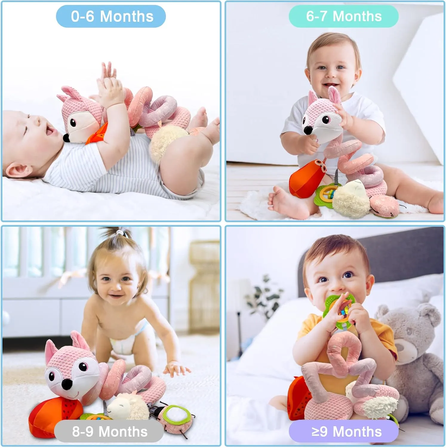 Boys Girls Car Seat Toys Infant Toys 0-6 Months$ Newborn Toys 0-3 Months Brain Development for Carseat Stroller Crib with objectively Music Rattles Teether$ Baby Toy for 0 3 6 9 12 