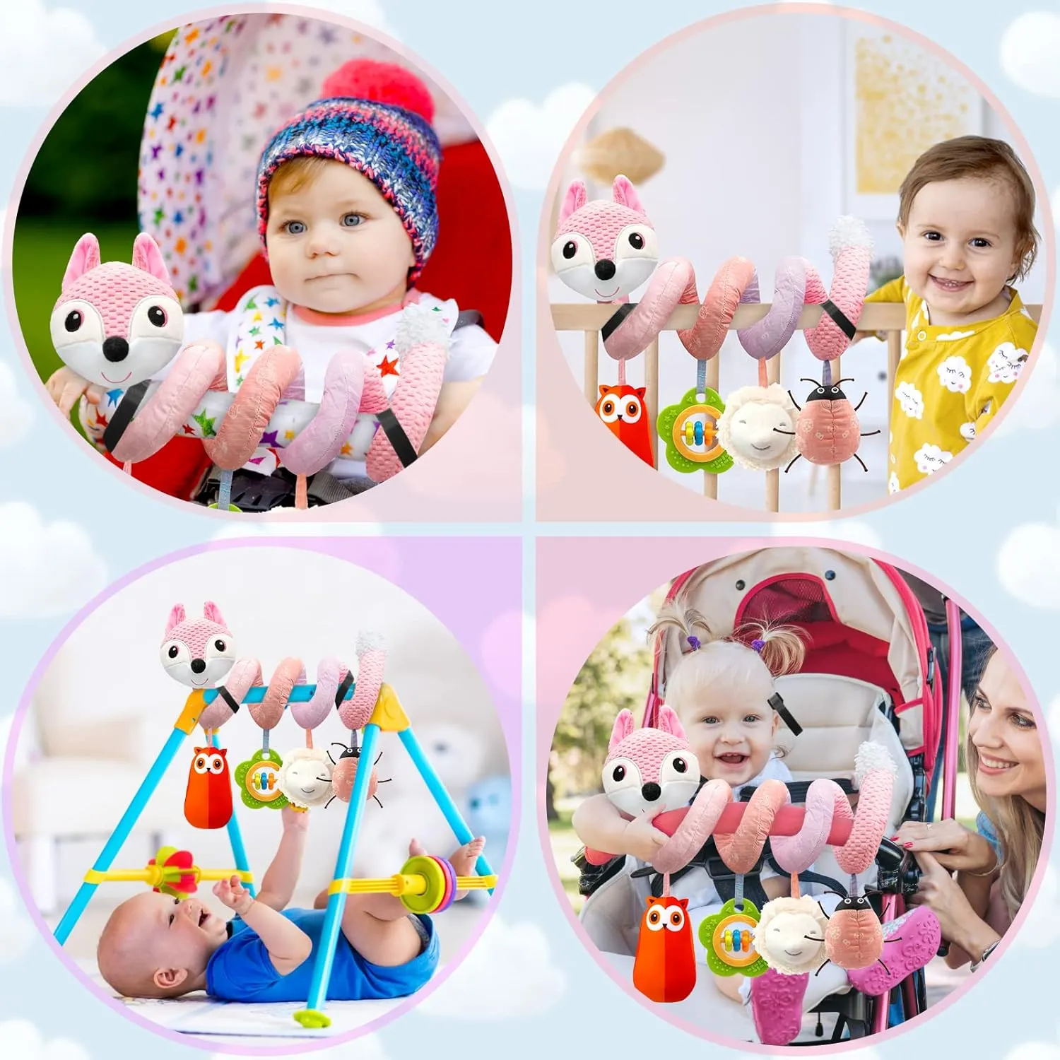 Boys Girls Car Seat Toys Infant Toys 0-6 Months$ Newborn Toys 0-3 Months Brain Development for Carseat Stroller Crib with objectively Music Rattles Teether$ Baby Toy for 0 3 6 9 12 