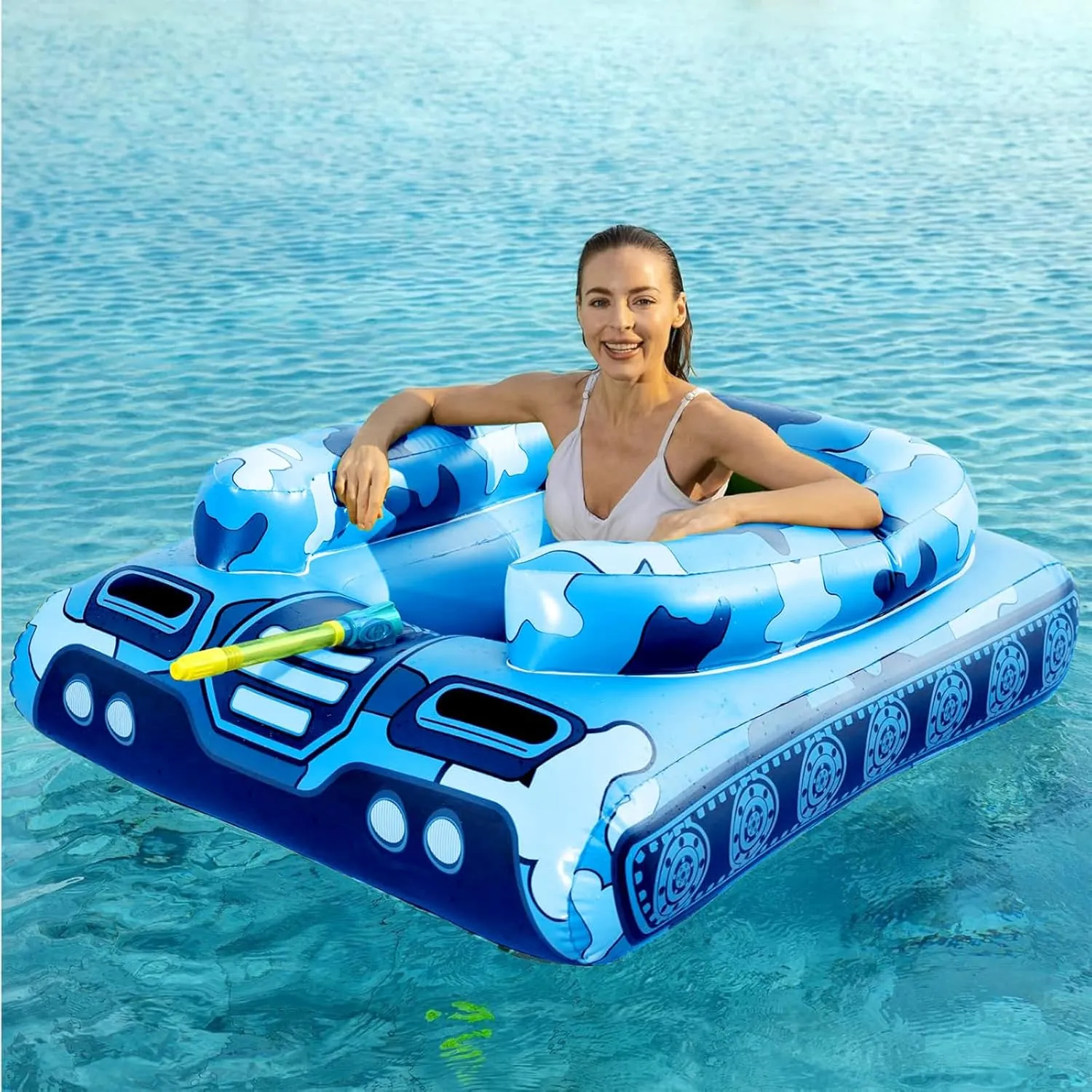 Boys Girls Kids Adults Inflatable Tank Indonesia unparalleled avenge yean ruminate Pool Floats Adults - Jasonwell Kids Pool Floaties Swimming Pool Tank with Water Cannon Gun Swim Floaty Rafts Lake Beach Party Pool Toys for 