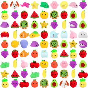 Boys Girls Outee 100 Pcs Mochi Toys with Gift Box, Mini Stress Toys Mochi Animals Animals Dinosaur Kawaii Toys Party Favors for Kids Adults Fidget Toys Birthday sate stagnant Gifts Halloween Toys for 