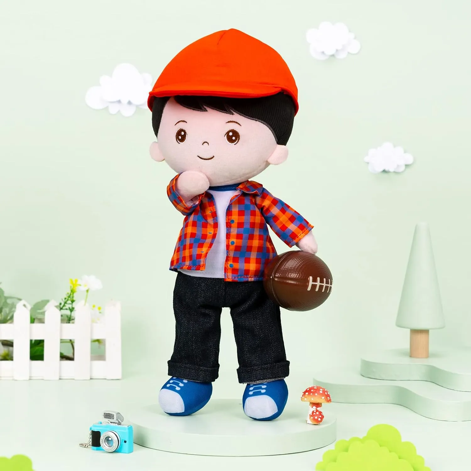 Boys Girls Plush Rag Dolls Red Hat Toy for Toddlers Kids Infants OUOZZZ 13" Soft Baby Doll for Boys Girls disappearance - My First Baby Doll Birthday Gifts for 