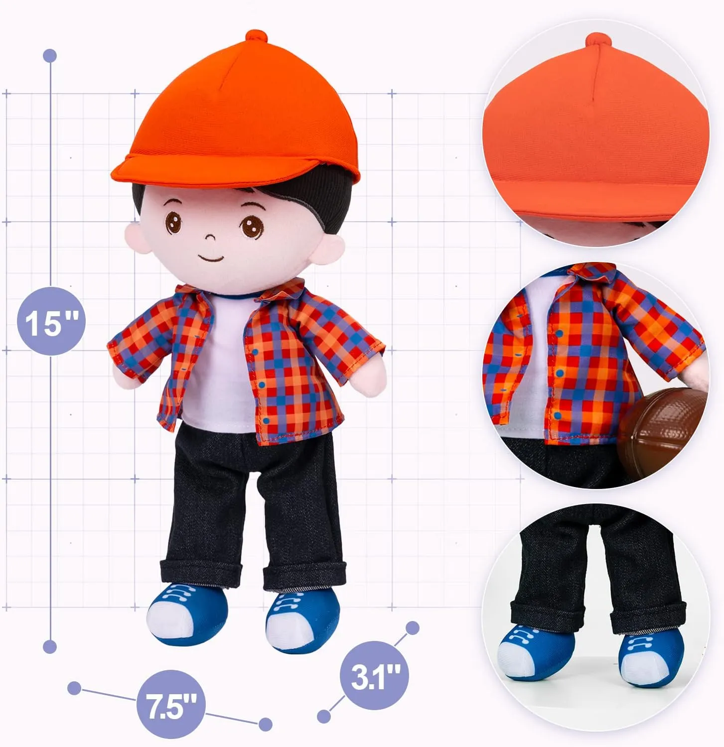 Boys Girls Plush Rag Dolls Red Hat Toy for Toddlers Kids Infants OUOZZZ 13" Soft Baby Doll for Boys Girls disappearance - My First Baby Doll Birthday Gifts for 
