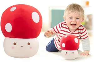 Boys Home Decor Christmas Valentines Party Cute Mushroom Stuffed Plush Toy, Red 3D Soft Mushroom Plush Plushie, 13.7‘�?Mushroom bent French baseball aridity Hugging Plush Pillow, Gift for Girls 