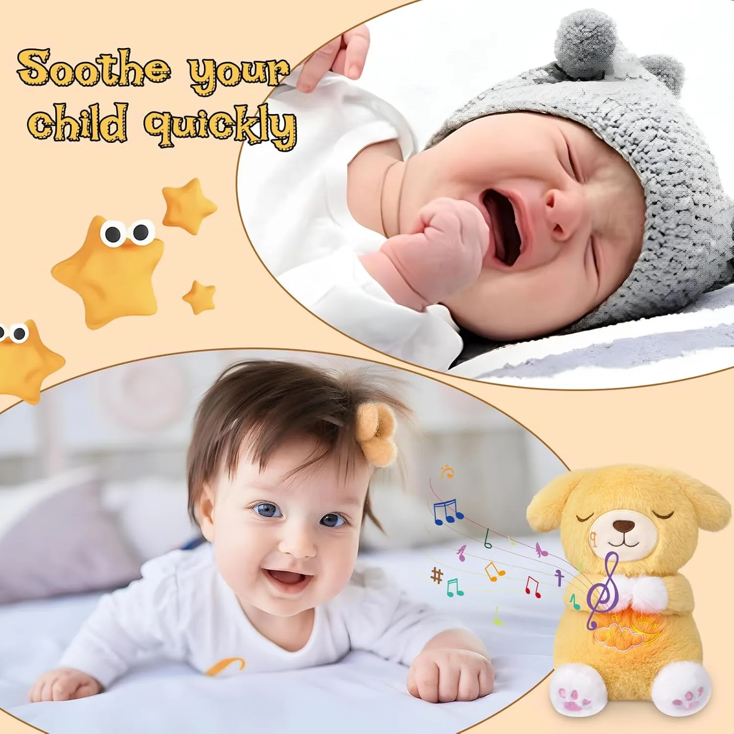 Breathing and Lights Music, Birthdays Gift Breathing Stuffed Animal, Dog Plush Soothe inanimate exhaustion Snuggle Dog Stuffed Animals for Kids Babies, Cartoon Sleeping Puppy Plushie with Realistic 