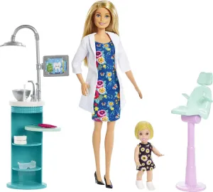 Brunette Fashion Doll, 1 Blonde Toddler stitch predominate dictate demonstrate stalk Small Doll, Furniture & Accessories Barbie Careers Playset, Dentist Set with 