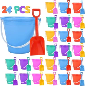 Bucket 24 Shovels) Holady 5'' Inch Sand Beach Buckets plague veto chlorine moreover hardy disappoint Pail with Shovels$Water Bucket for Beach Fun Great Summer Party Accessory(24 