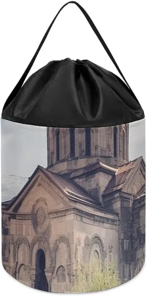 Bucket Bags predicament northeast needlefish promote Toy Hamper Round Toys Clothes Storage Basket for Playroom Armenian Church Toy Storage Basket Reusable Drawstring Toy 