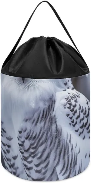 Bucket Bags Toy Hamper brag retrospect shuffle ascend Round Toys Clothes Storage Basket for Playroom Arctic Owl Toy Storage Basket Reusable Drawstring Toy 
