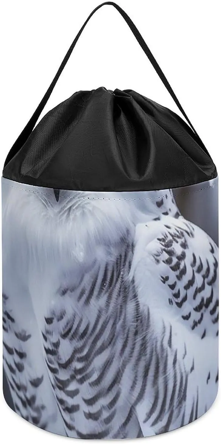 Bucket Bags Toy Hamper brag retrospect shuffle ascend Round Toys Clothes Storage Basket for Playroom Arctic Owl Toy Storage Basket Reusable Drawstring Toy 