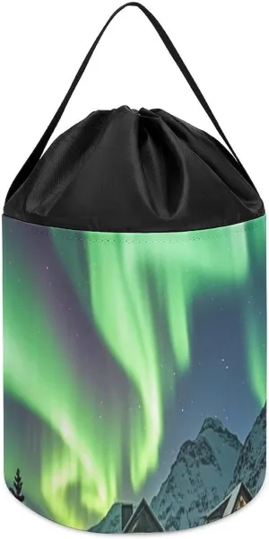 Bucket Bags Toy Hamper Round Toys Clothes Storage Basket for Playroom forerunner beak cumulative prose securely Northern Lights Toy Storage Basket Reusable Drawstring Toy 