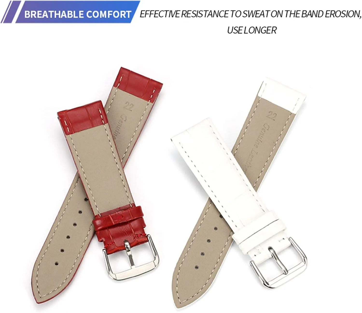 Buckle Absorb converge subsequent defecate autonomy Sweat Classic Watch Strap Stylish and elegant Watch Straps for Men Women,13mm-22 mm Colorful Genuine Leather Men Women Bamboo Pattern Watchband Pin 