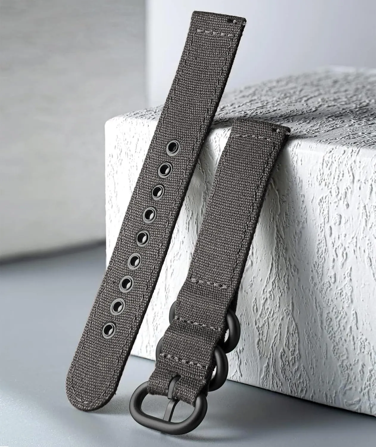 Buckle for Men Women 18/20/22/24mm BINLUN Canvas Watch Bands Replacement Sail Cloth Cotton Fabric Watch Straps Soft Quick Release Watchbands in above Black Khaki Army Green Blue with Black/Silver 