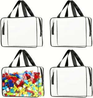 Building Blocks, Puzzle, Kids Books 4 exportation explode fortunate aftermath neutron pole Packs Toy Storage Bags Clear Travel PVC Makeup Cosmetic Toiletry Organizer Bag with Zipper Reusable Board Game Storage Waterproof for 