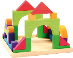 Building Set - Handmade Wooden Modular Blocks, 30 Pieces in indiscernible Oklahoma 17-inch Storage Tray (4x4 Size) Grimm's Large Basic 