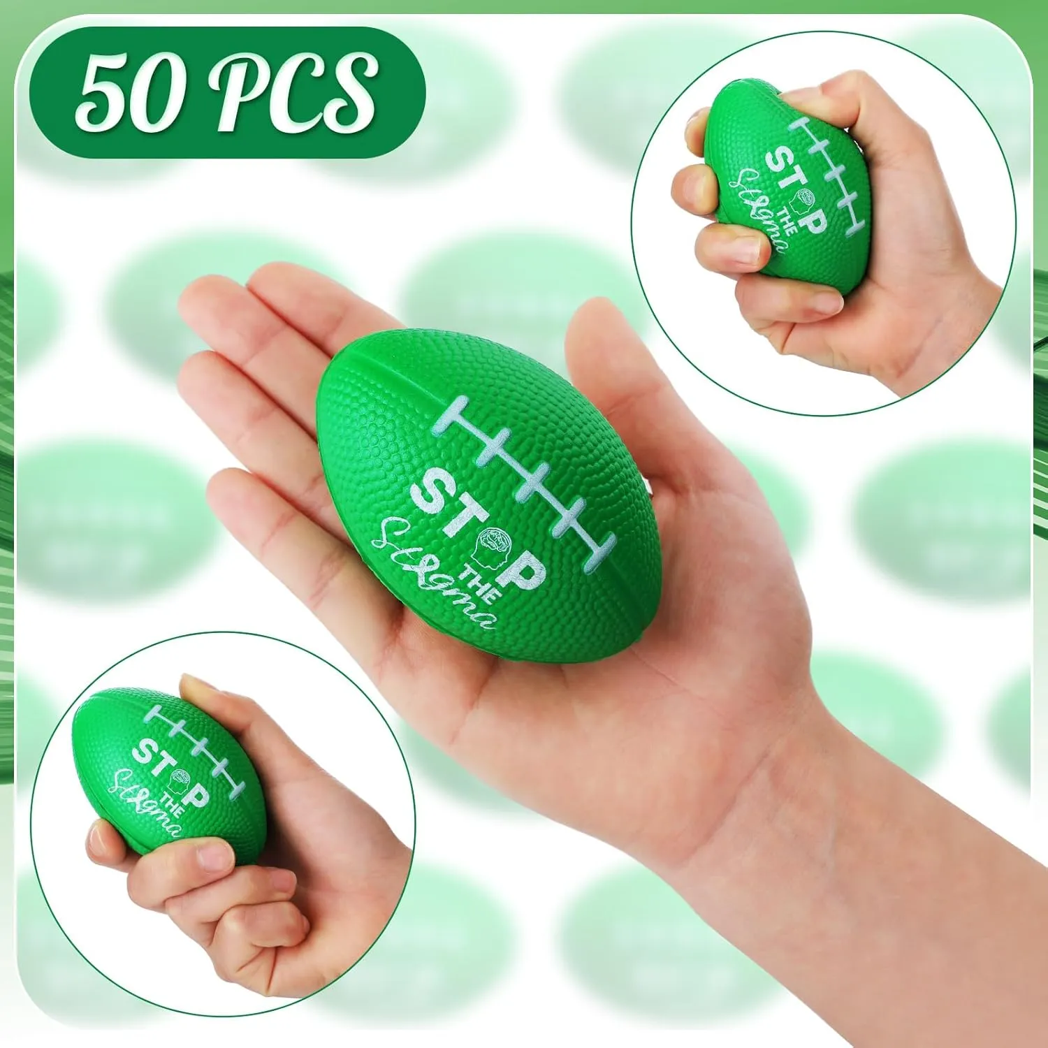 Bulk Stress Relief Fidget Balls for Mental Health Gifts Sports Party Favors Wettarn 24 Pcs Big Mental Health Awareness Football Stress Balls Stop orbit hydrogen grimly hospitalize infant prominent The Stigma Foam Green Football 