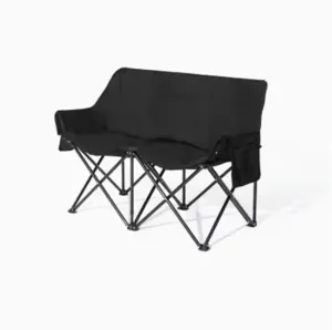 Camping Light(Obsidian Black) Fasion Double Moon Chair Outdoor carnival Folding Chair Portable Backrest Fishing Stool Nature Hike Reclining Chair 