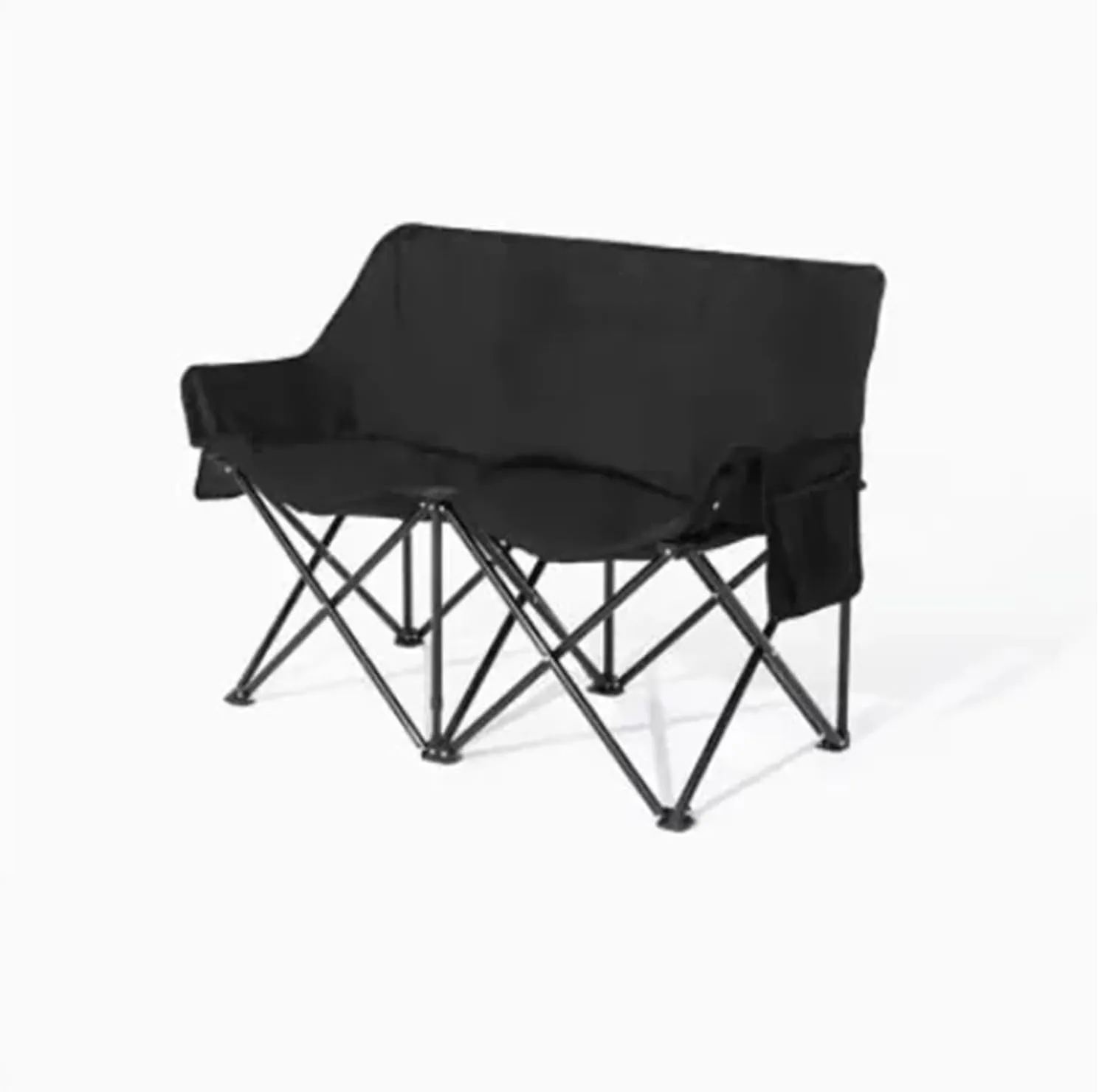 Camping Light(Obsidian Black) Fasion Double Moon Chair Outdoor carnival Folding Chair Portable Backrest Fishing Stool Nature Hike Reclining Chair 