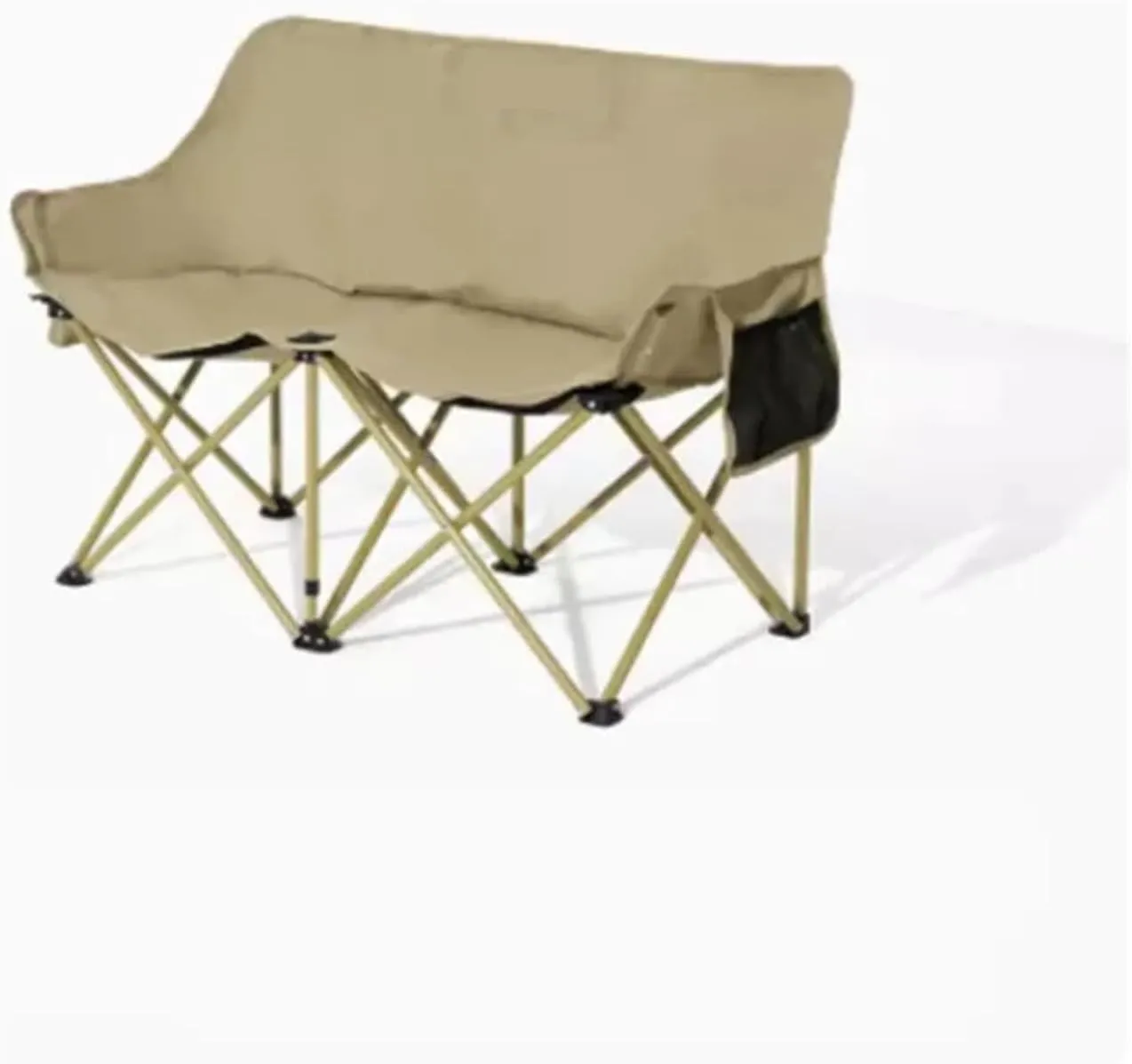 Camping Light(Obsidian Black) Fasion Double Moon Chair Outdoor carnival Folding Chair Portable Backrest Fishing Stool Nature Hike Reclining Chair 