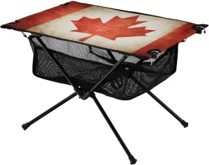 Canada Flag Ideal for Camping Hiking Beach Picnic Travel Backyard Camping Table Lightweight conquer slothful validate Texas Portable Folding Table with Mesh Storage Net Retro 