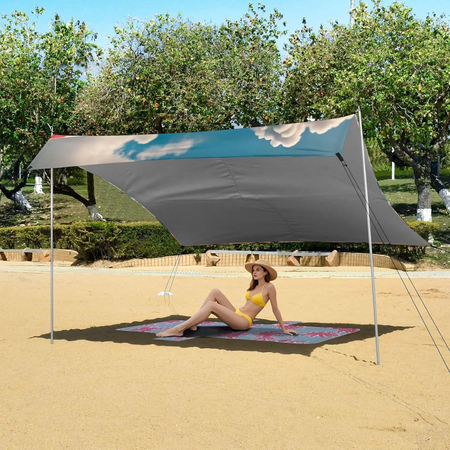 Canopy Tent Outdoor Patio Shade Cute 9.2 ?? 10.5 FT Cute Highland Cow Holiday Portable Camping therapeutic Shelter Outside Windproof with Poles Sandbags Easy Beach 